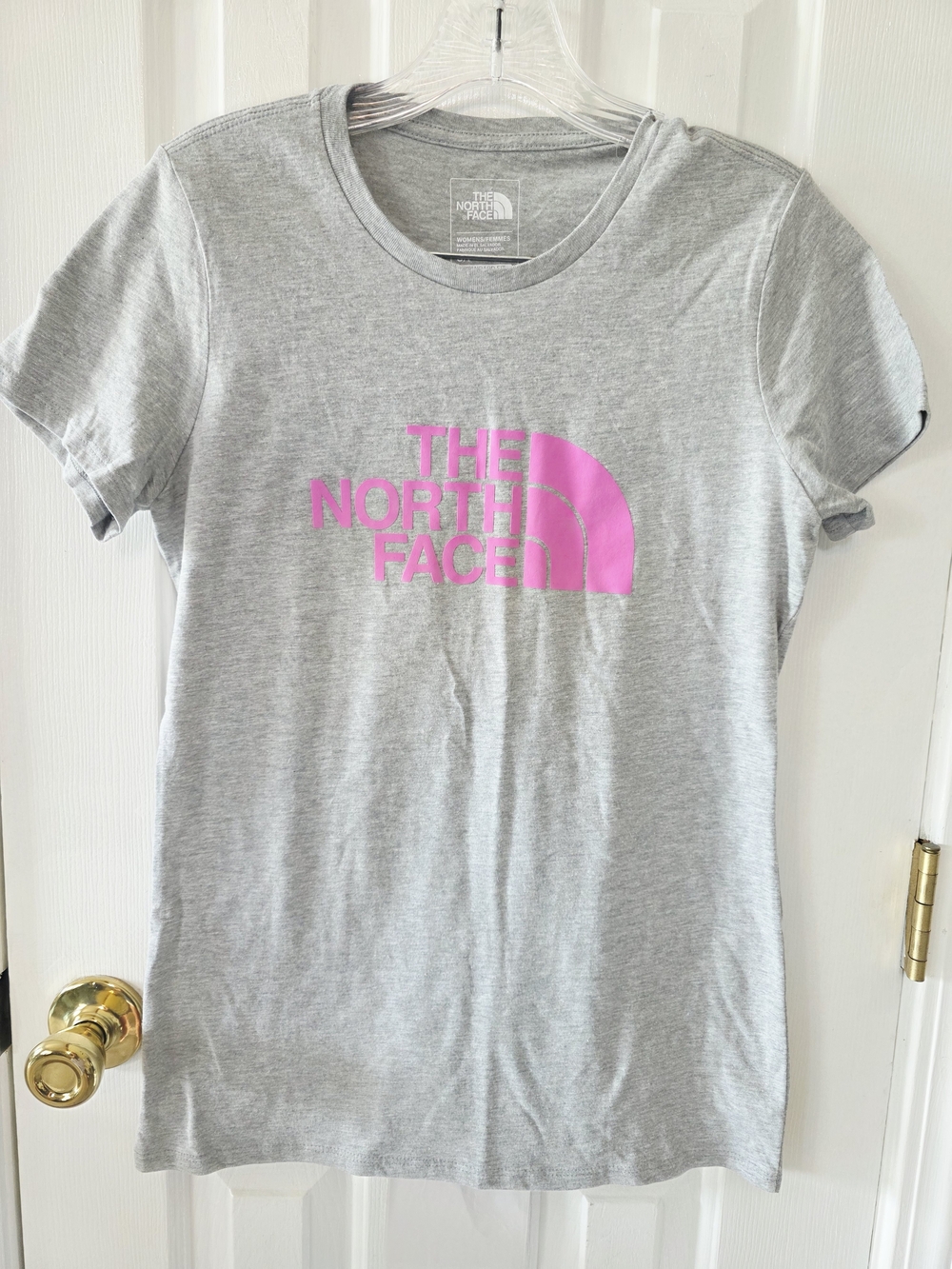 The North Face Girls Gray Tee Pink Logo Size Small - Picture 1 of 4